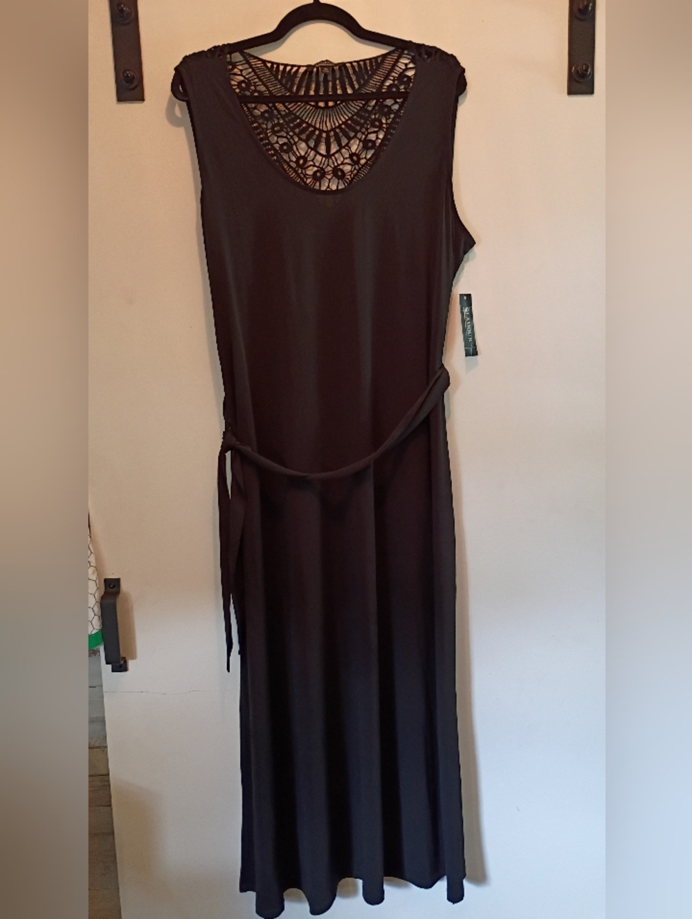 Glamour Black Sleeveless Maxi Dress with Crochet Back Detail